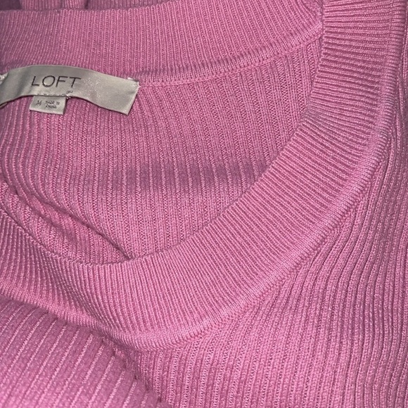 LOFT‎ ribbed sweater puff long sleeves round neckline sz M - Picture 7 of 7